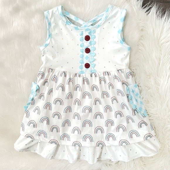 Other - Girl Boutique White Rainbow Button Dress